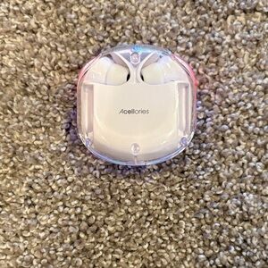 White True Wireless Earbuds with LED Charging Case - Pink Accent